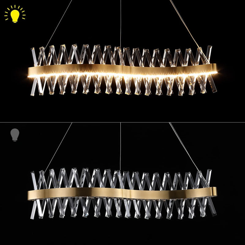 Gold Crystal Chandelier Modern LED Ceiling Pendant Light Fixture