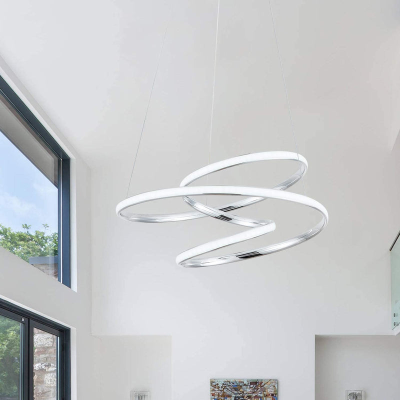 Modern Pendant Light with Irregular Ring Lights 40W LED Adjustable Chandelier