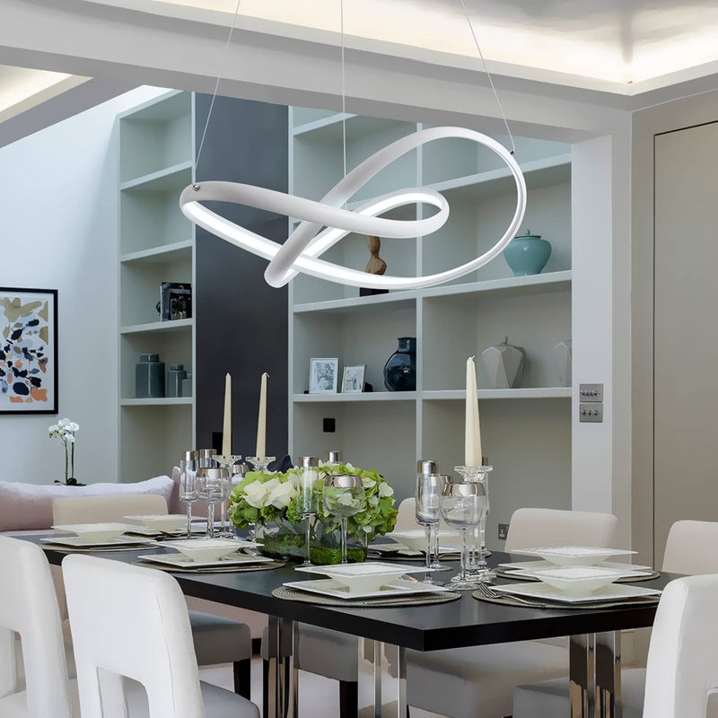 Modern LED Pendant Light, 44W 3080LM Contemporary Chic 3-Leaves Irregular Ring Chandelier