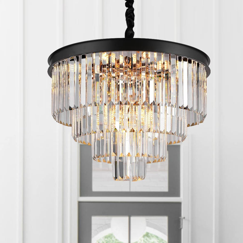 Modern Crystal Chandeliers 24" Round Top K9 Crystals Chandelier