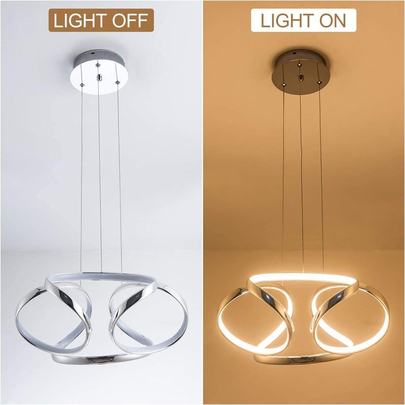 Modern LED Chandeliers 40W Chic Irregular Ring Pendant Lights 39.4inch Warm White 3000K Adjustable Ceiling Lighting Fixture