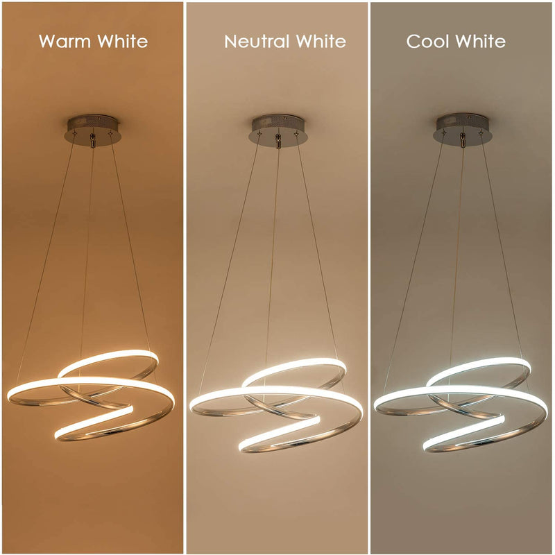 Modern Pendant Light with Irregular Ring Lights 40W LED Adjustable Chandelier