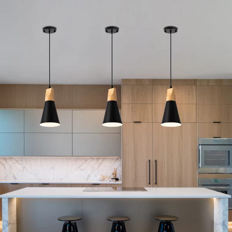 Modern Black Pendant Lighting for Kitchen Island 3 Pack Nordic Hanging Light