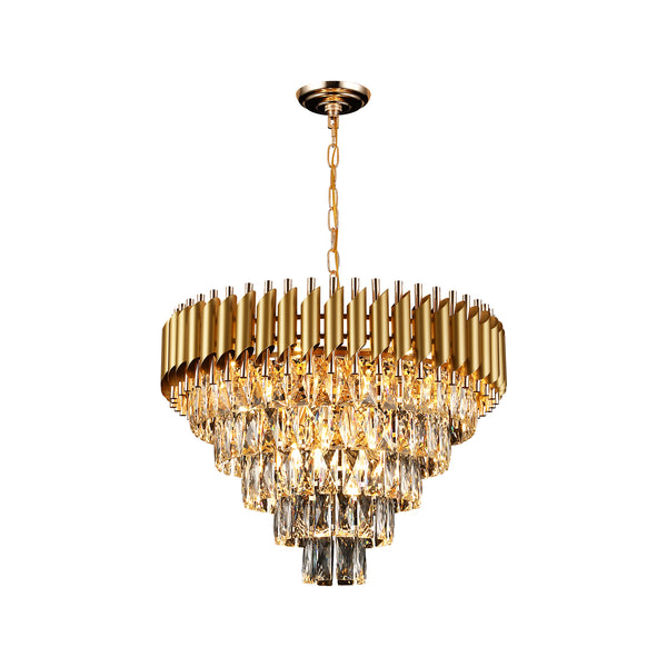 Modern Crystal Chandelier Gold, 24" Round Chandeliers for Dining Room