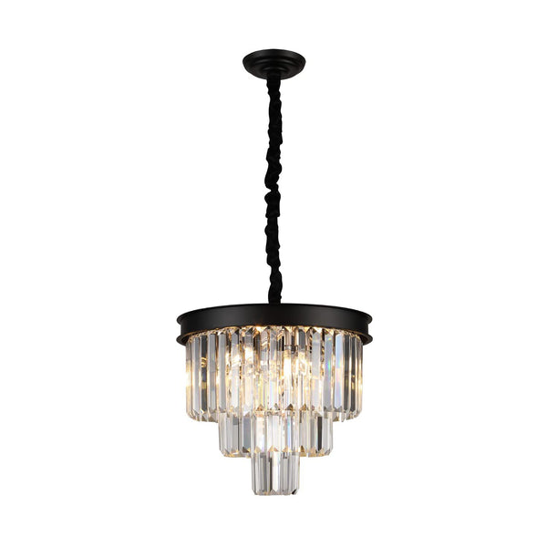 Modern Crystal Chandeliers 16” Black Ceiling Pendant Light Fixture