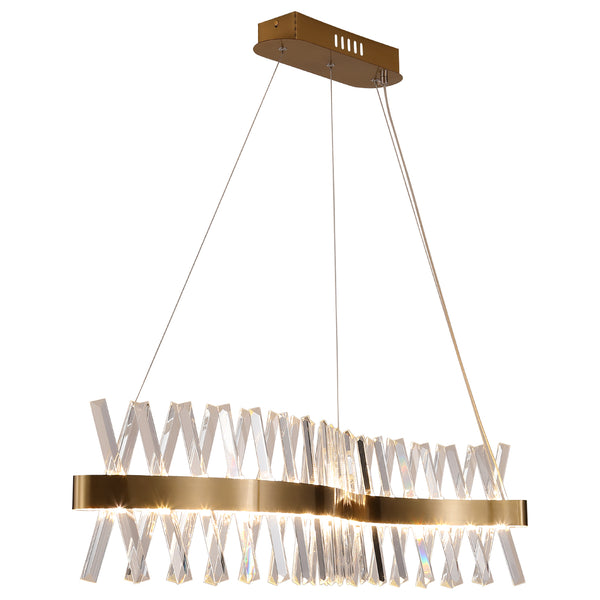 Gold Crystal Chandelier Modern LED Ceiling Pendant Light Fixture