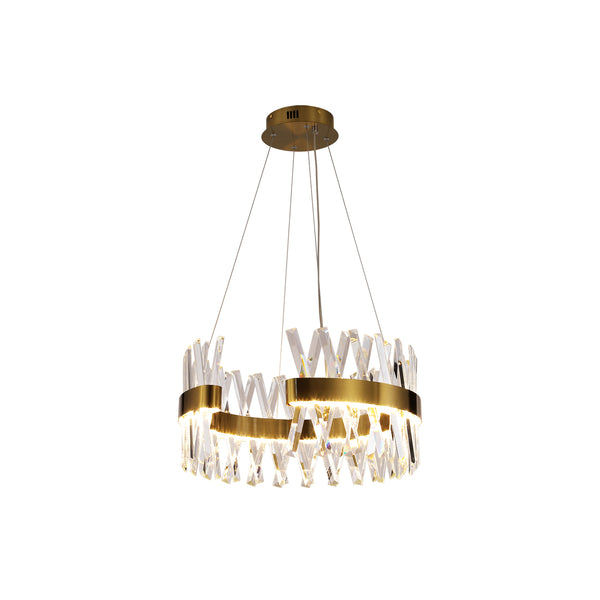 Modern Crystal Chandelier Gold Chandelier 20”LED Round Hanging Pendant Light Dimmable Flush Mount Ceiling Light Fixture