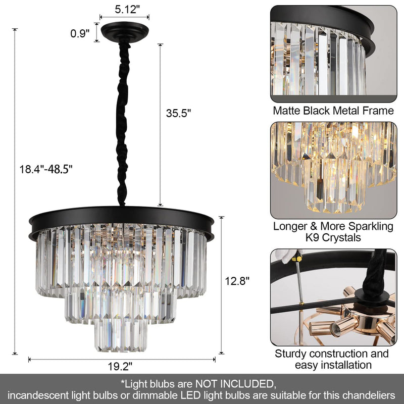 Modern Round Chandeliers 20" Dimmable 9 Lights Ceiling Pendant Light Fixtures