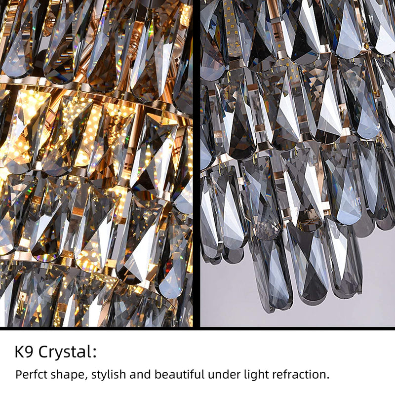 Modern Ceiling Lights Fixtures Semi Flush Mount Crystal Chandeliers Contemporary 24''