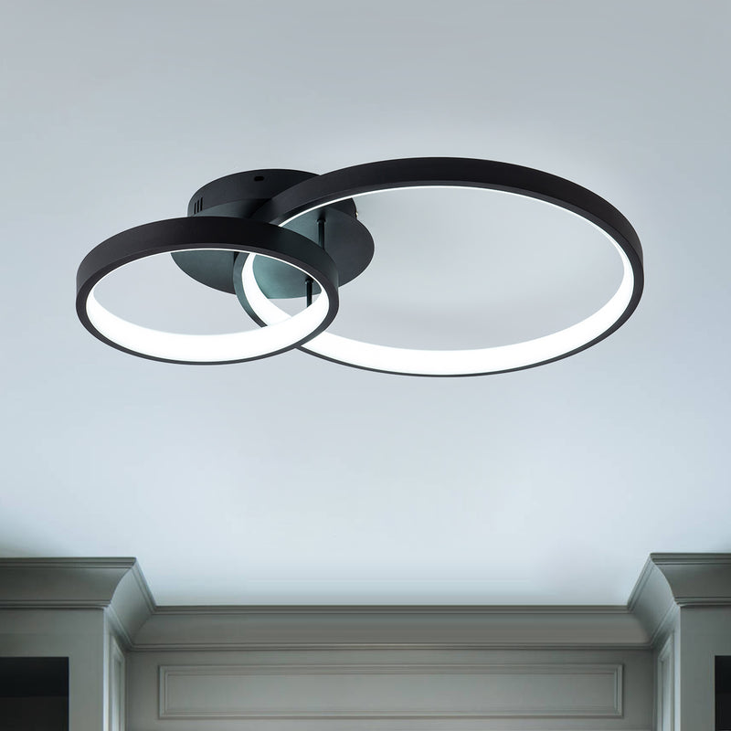 Modern LED Ceiling Light, 2-Ring Flush Mount Contemporary Chandelier Ceiling Lamp