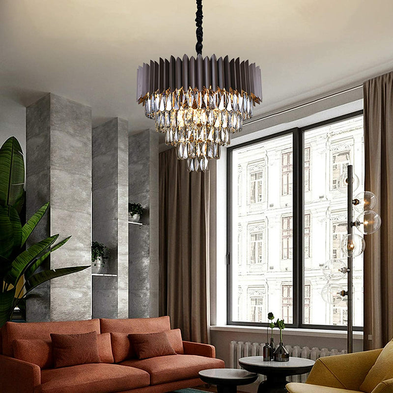 Modern Ceiling Lights Fixtures Semi Flush Mount Crystal Chandeliers Contemporary 24''