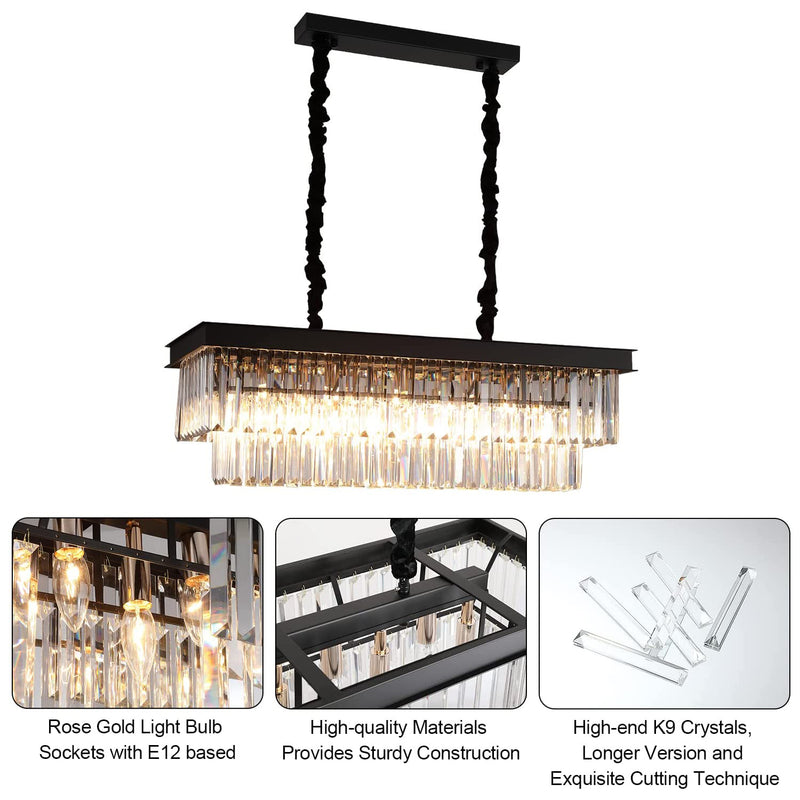 Modern Crystal Chandelier, Rectangular Chandelier