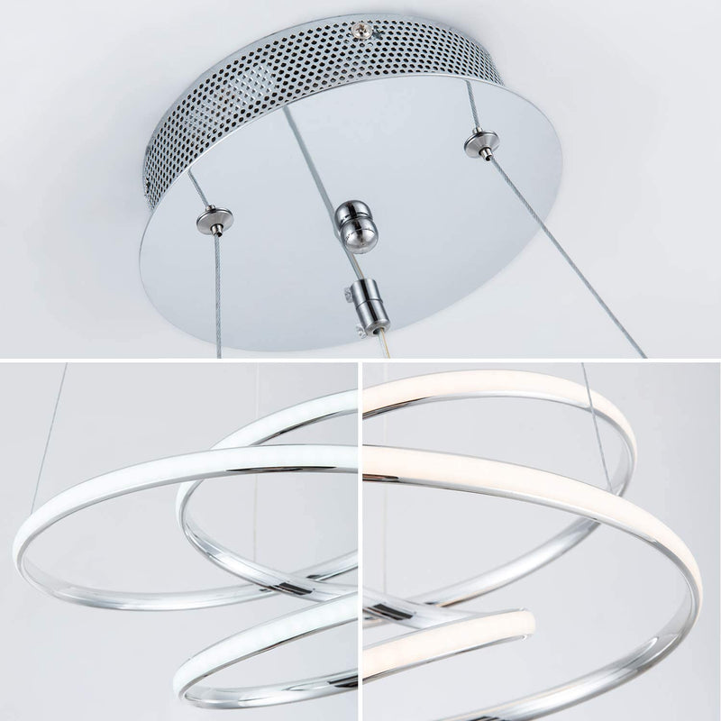 Modern Pendant Light with Irregular Ring Lights 40W LED Adjustable Chandelier