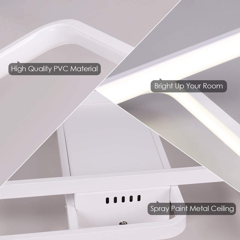 Modern LED Ceiling Light 41'' 60W 3-Square Flush Mount Ceiling Light