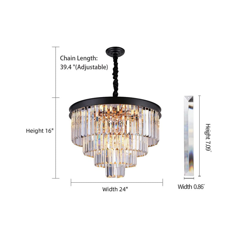 Modern Crystal Chandeliers 24" Round Top K9 Crystals Chandelier