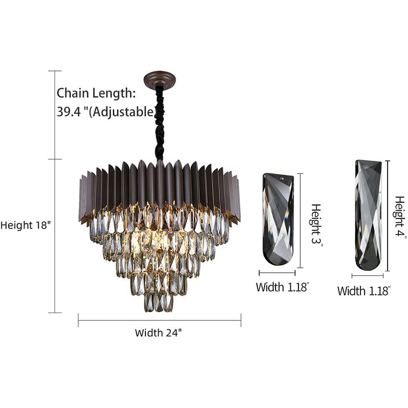 Modern Ceiling Lights Fixtures Semi Flush Mount Crystal Chandeliers Contemporary 24''