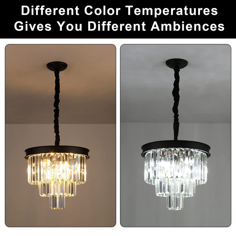 Modern Crystal Chandeliers 16” Black Ceiling Pendant Light Fixture