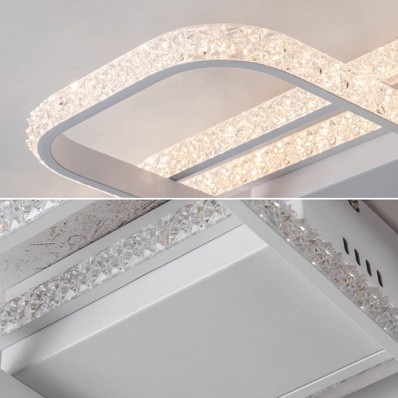 Modern LED Ceiling Light with Crystal Shape 46W Dimmable Flush Mount LED Ceiling Light with Remote Control