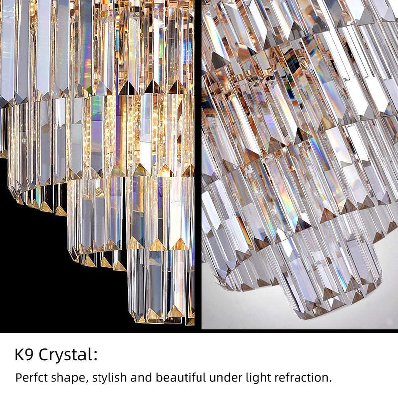 Modern Crystal Chandeliers 24" Round Top K9 Crystals Chandelier